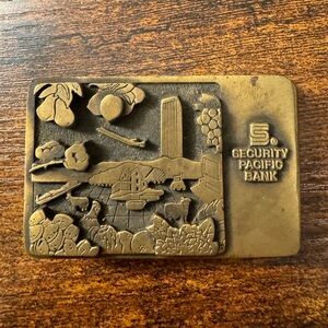 Vintage Security Pacific Bank Belt Buckle